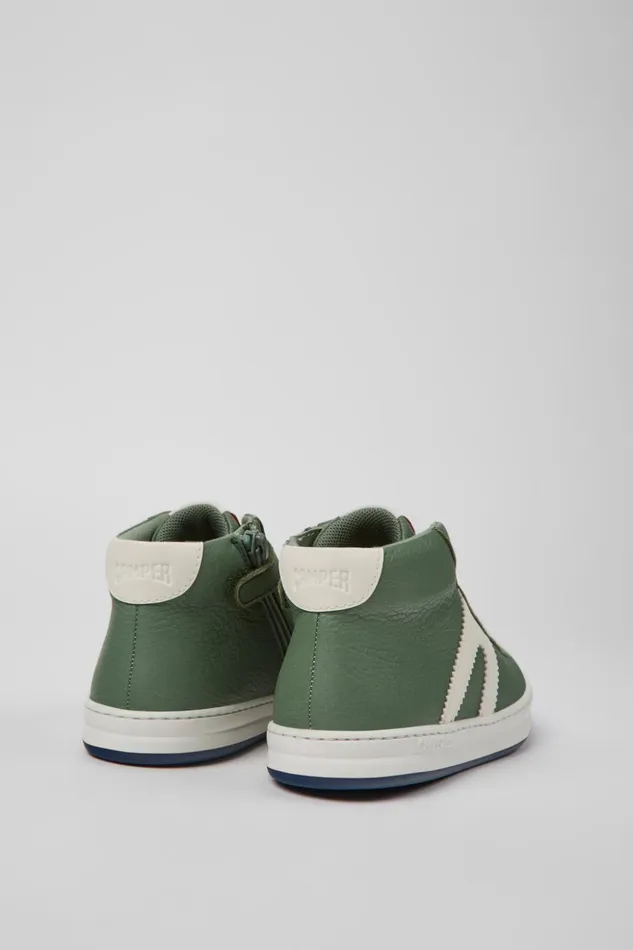 Kids Runner Green And White Leather Ankle Boots For Kids Camper Boots Kids Runner Green And White Leather Ankle Boots For Kids Camper Boots