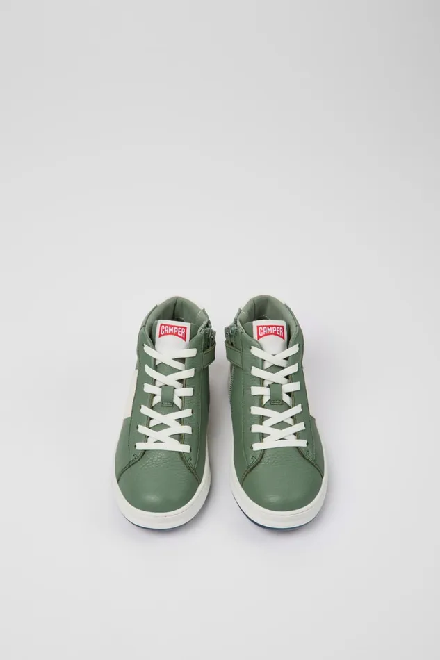 Kids Runner Green And White Leather Ankle Boots For Kids Camper Boots Kids Runner Green And White Leather Ankle Boots For Kids Camper Boots