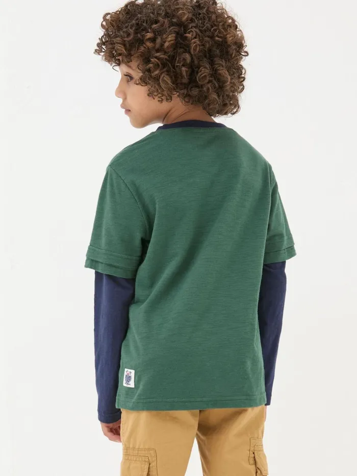 Kids TShirts and Polos Fat Face Green Skate Layered TShirt