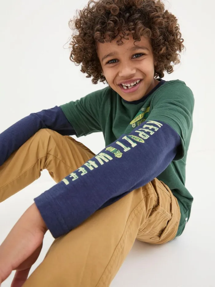 Kids TShirts and Polos Fat Face Green Skate Layered TShirt