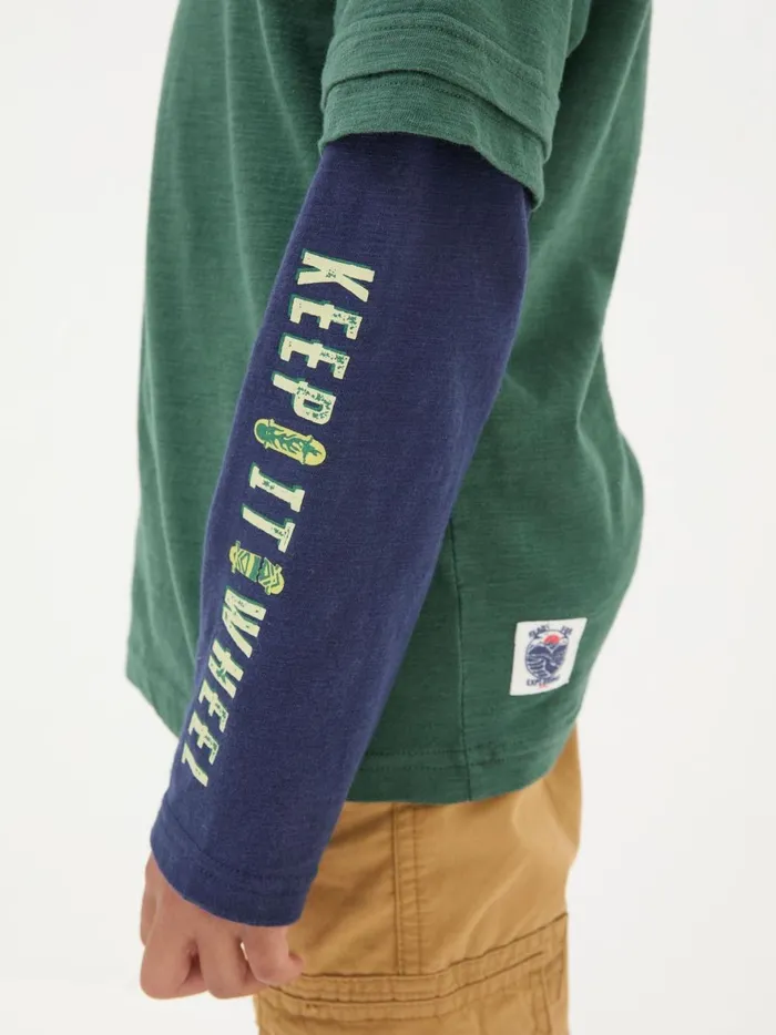 Kids TShirts and Polos Fat Face Green Skate Layered TShirt