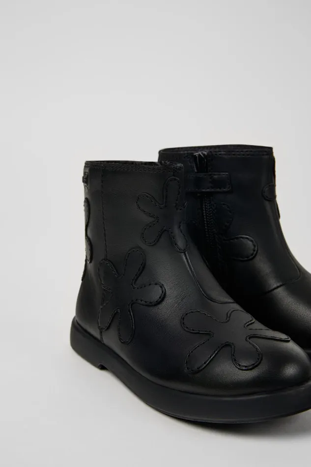 Kids Twins Black Leather Boots For Kids Camper Boots