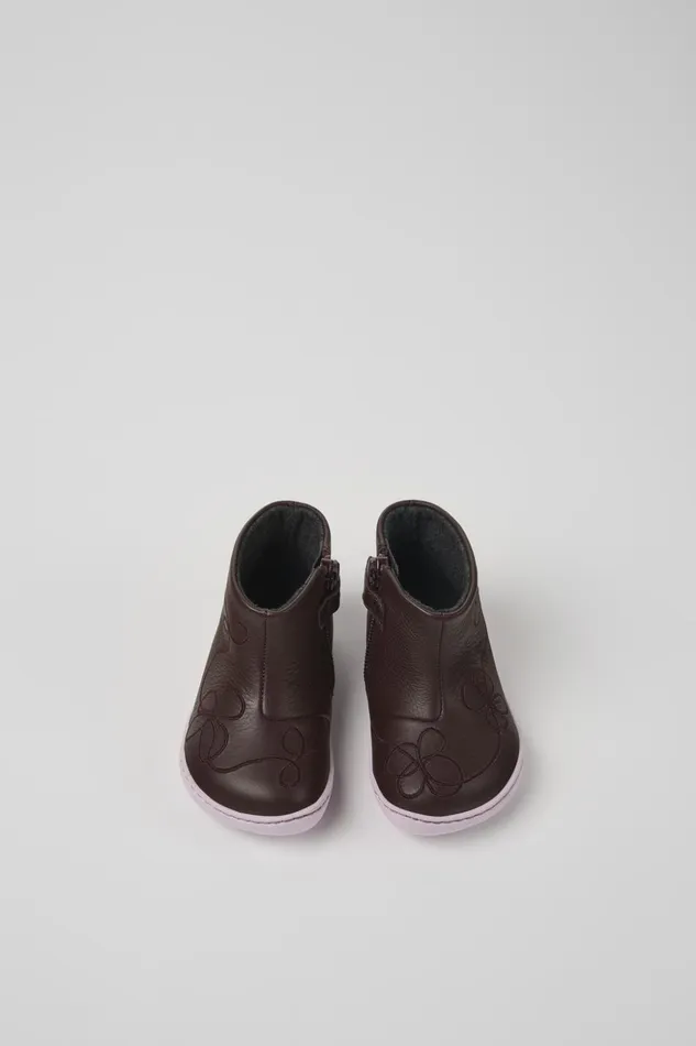 Kids Twins Burgundy Leather Ankle Boot For Kids Camper Boots Kids Twins Burgundy Leather Ankle Boot For Kids Camper Boots