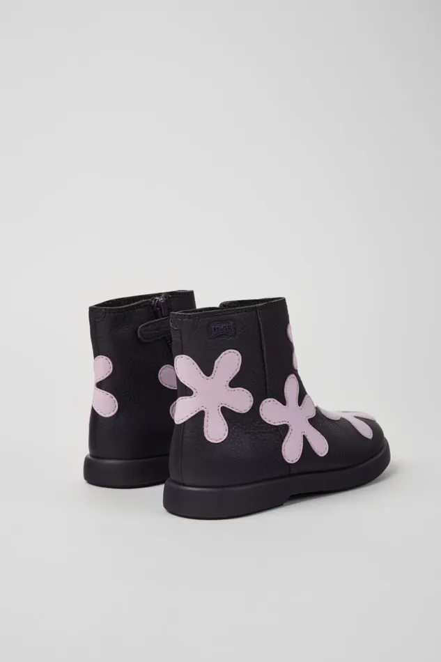 Kids Twins Purple Leather Boots For Kids Camper Boots Kids Twins Purple Leather Boots For Kids Camper Boots