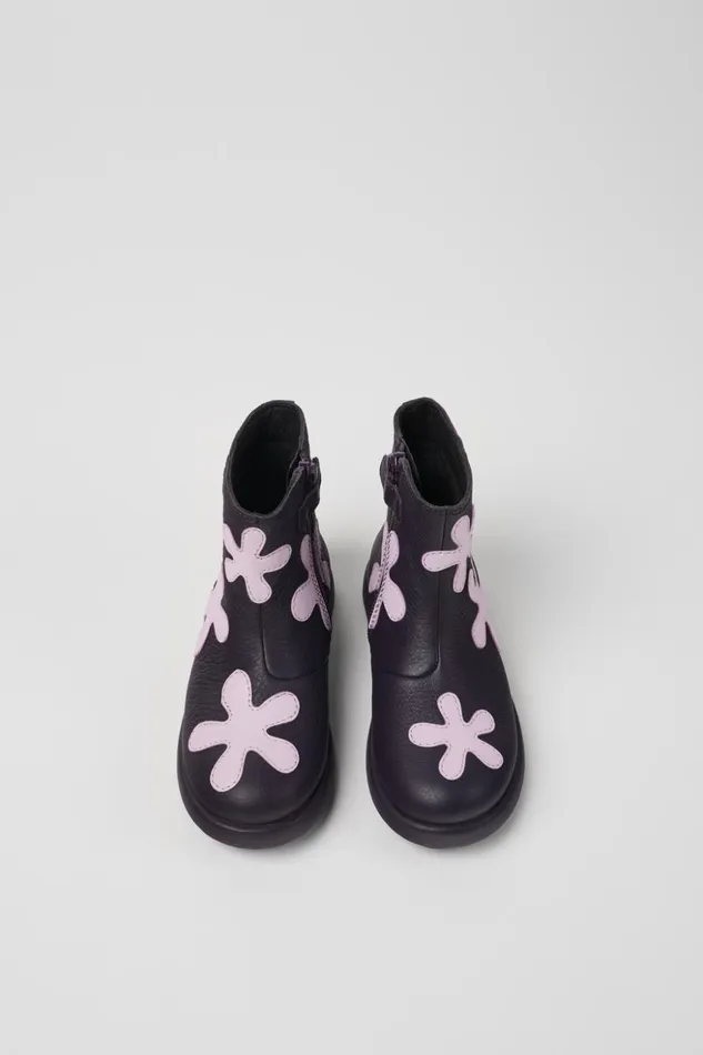 Kids Twins Purple Leather Boots For Kids Camper Boots Kids Twins Purple Leather Boots For Kids Camper Boots