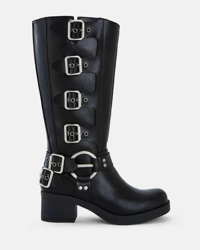 Knee High Boots DUCATI BLACK Slip On Boots NOVO Shoes Women