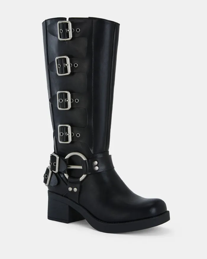 Knee High Boots DUCATI BLACK Slip On Boots NOVO Shoes Women