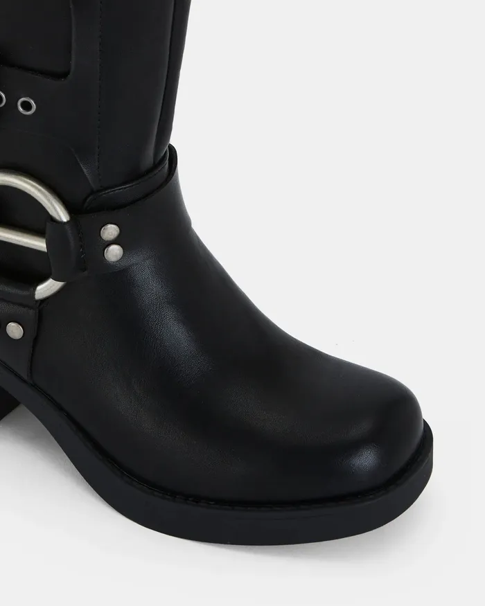 Knee High Boots DUCATI BLACK Slip On Boots NOVO Shoes Women