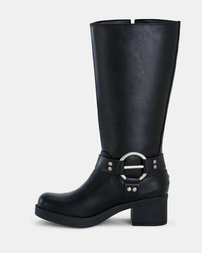 Knee High Boots DUCATI BLACK Slip On Boots NOVO Shoes Women