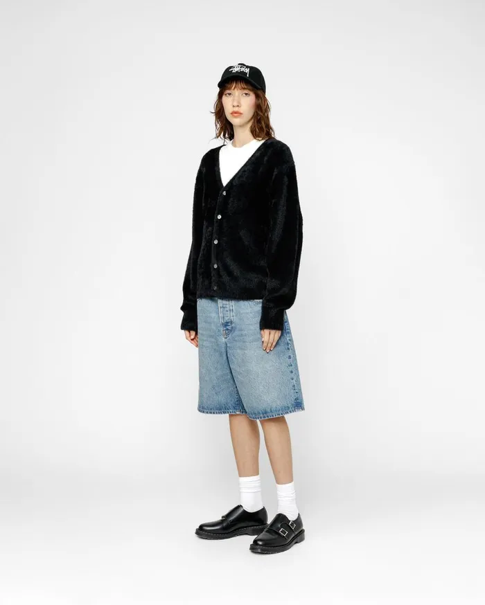 Knits MenWomen Stussy SHAGGY CARDIGAN Black