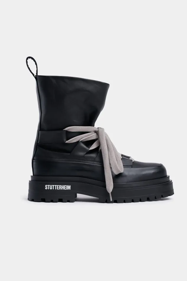 Lace Up Boots Women Stutterheim Lace Walker Leather Black
