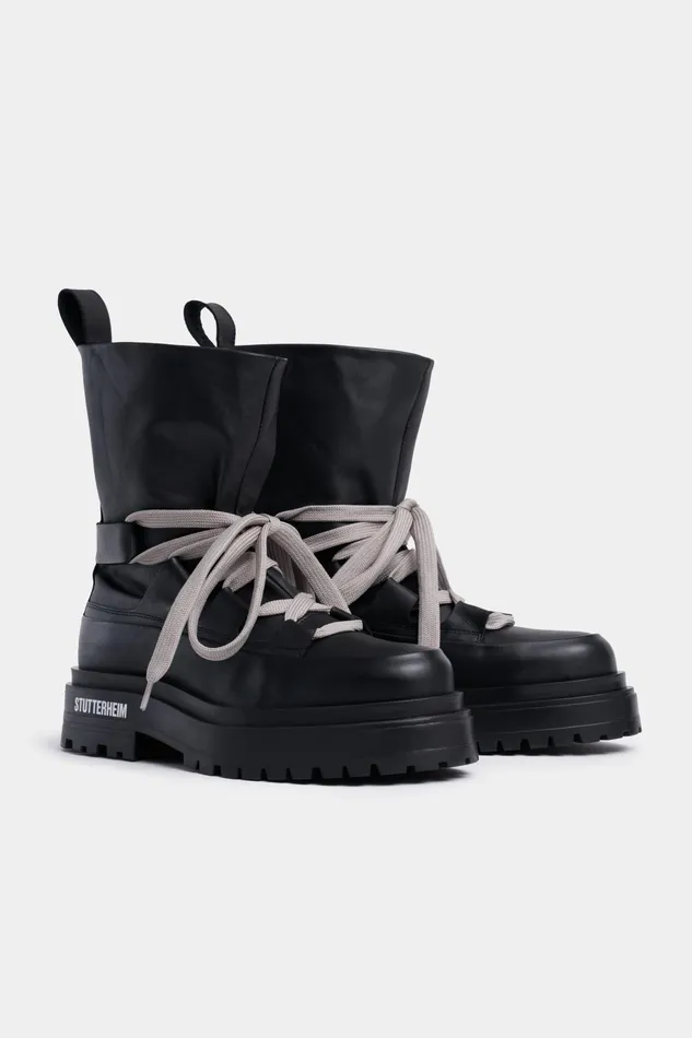 Lace Up Boots Women Stutterheim Lace Walker Leather Black