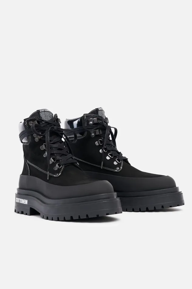Lace Up Boots Women Stutterheim Road Walker Nubuck Black