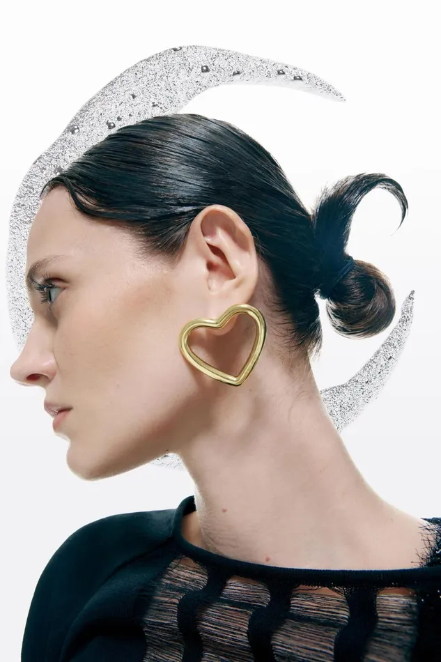 Large Gold Heart Earrings Gold Women Bimba Y Lola Jewelry