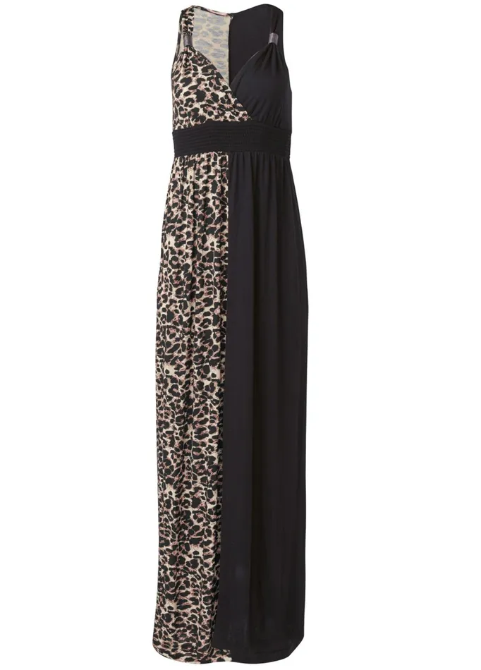 LEOPARD DETAIL MAXI DRESS Black Multi Women VENUS Sundresses