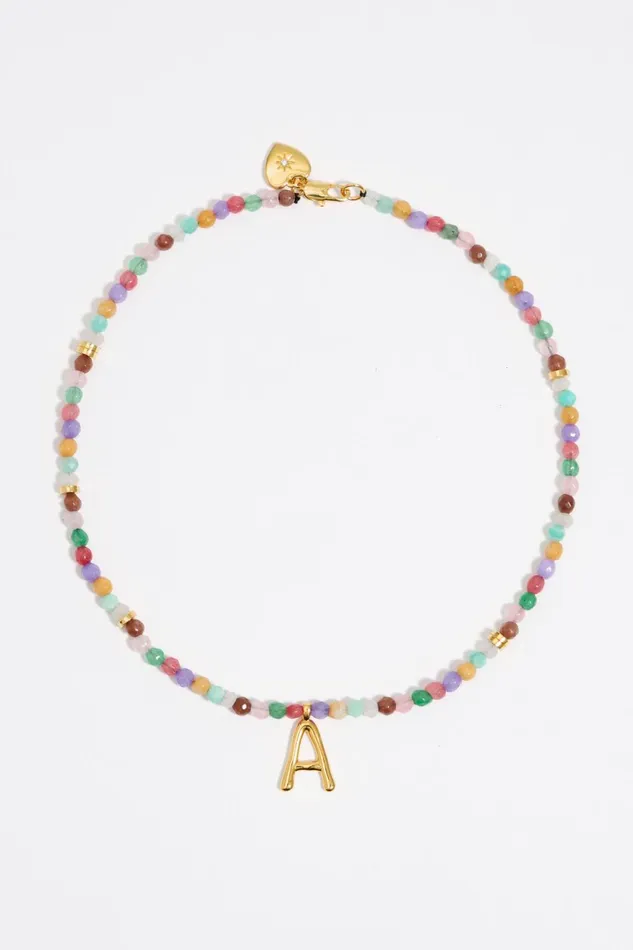 Letter A Multicolor Stones Necklace Gold Women Bimba Y Lola Jewelry