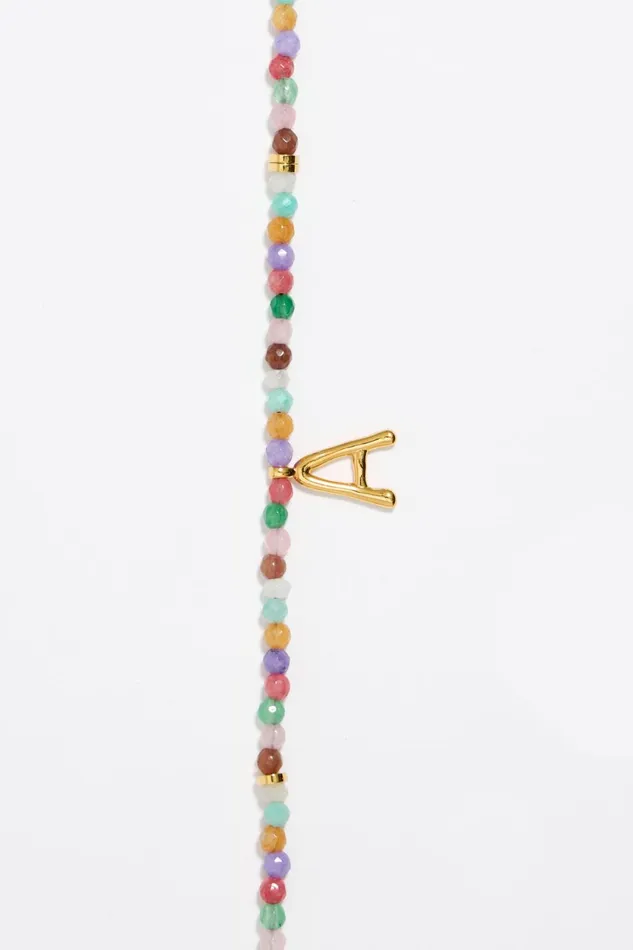 Letter A Multicolor Stones Necklace Gold Women Bimba Y Lola Jewelry Letter A Multicolor Stones Necklace Gold Women Bimba Y Lola Jewelry