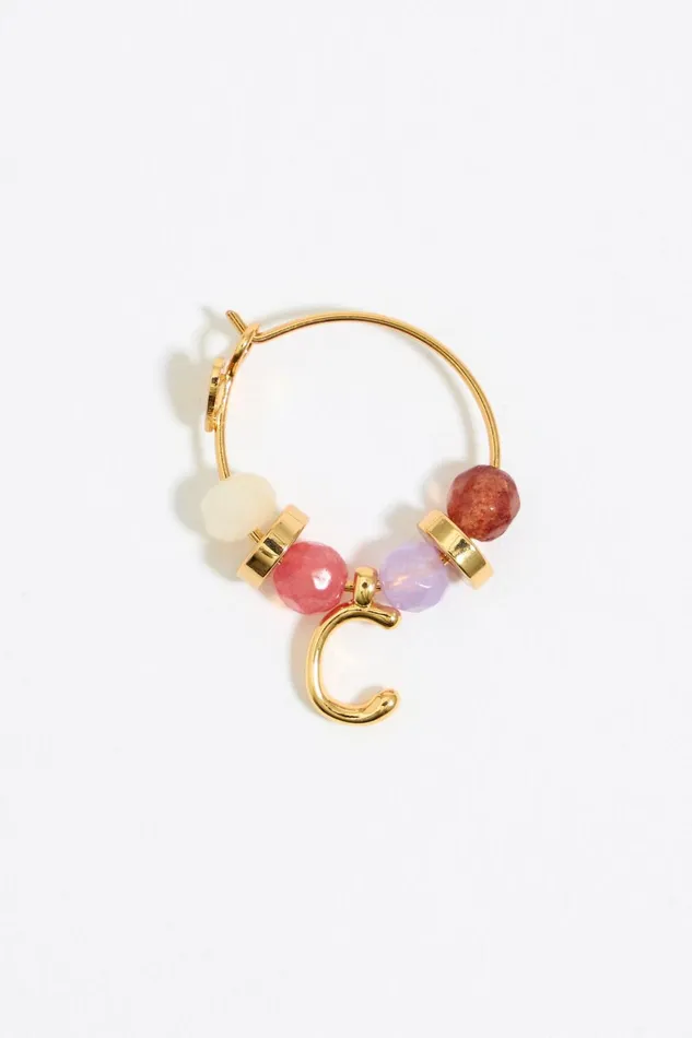 Letter C Multicolor Stones Earrings Gold Women Bimba Y Lola Jewelry Letter C Multicolor Stones Earrings Gold Women Bimba Y Lola Jewelry