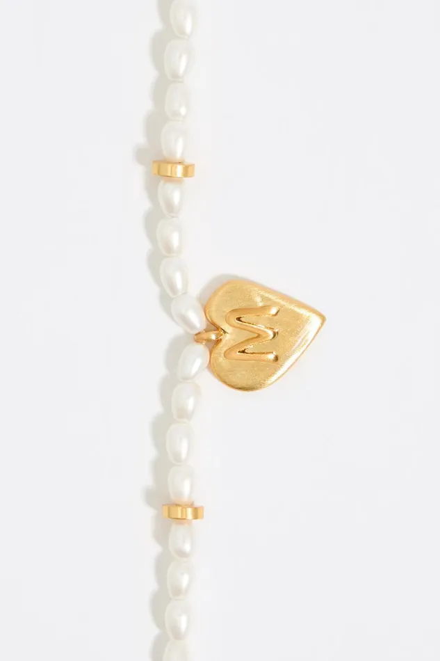 Letter M Heart And Pearl Necklace Gold Women Bimba Y Lola Alphabet