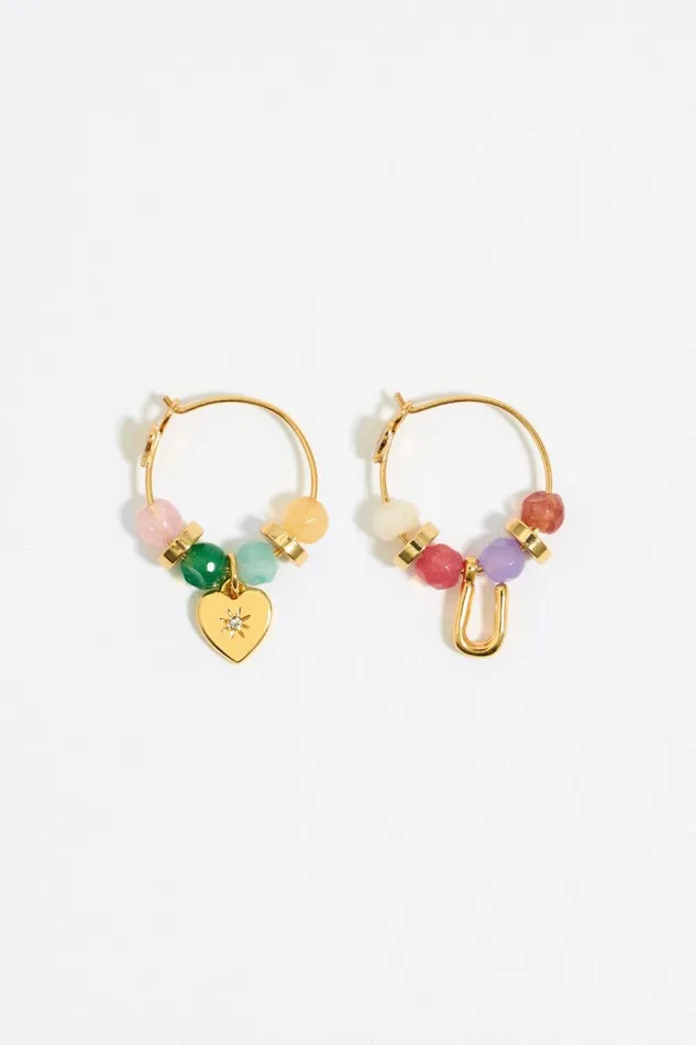Letter U Multicolor Stones Earrings Gold Women Bimba Y Lola Alphabet