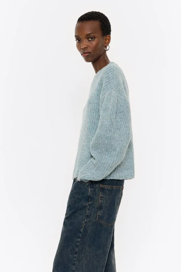 Light Blue Lurex Sweater Blue Women Bimba Y Lola Knitwear