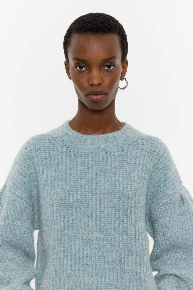 Light Blue Lurex Sweater Blue Women Bimba Y Lola Knitwear
