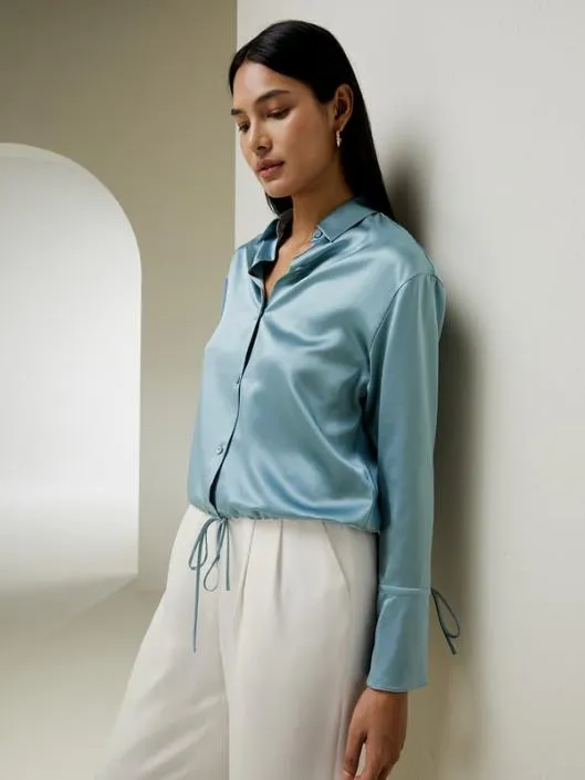 LILYSILK X NATASHA Silk Blouse With Drawstring Women Blouses Lilysilk Shirts