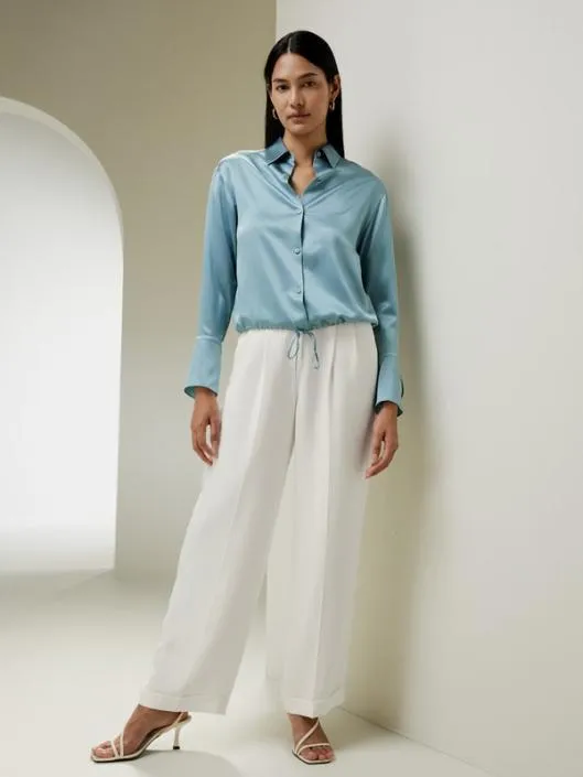 LILYSILK X NATASHA Silk Blouse With Drawstring Women Blouses Lilysilk Shirts