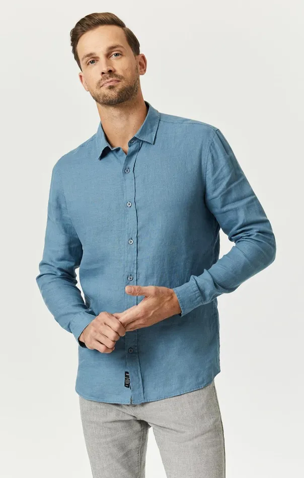 Linen ButtonUp Shirt In Bluestone Men Mavi Jeans TShirts