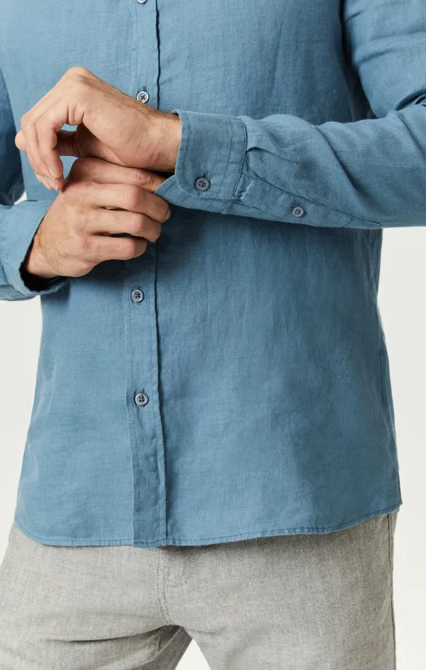 Linen ButtonUp Shirt In Bluestone Men Mavi Jeans TShirts Linen ButtonUp Shirt In Bluestone Men Mavi Jeans TShirts