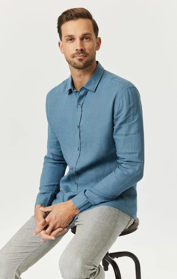 Linen ButtonUp Shirt In Bluestone Men Mavi Jeans TShirts Linen ButtonUp Shirt In Bluestone Men Mavi Jeans TShirts