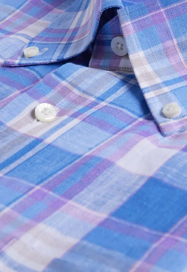 Linen Multicolor Plaid Sport Shirt BluePurple Sport Shirts Paulstuart Mens Linen Multicolor Plaid Sport Shirt BluePurple Sport Shirts Paulstuart Mens