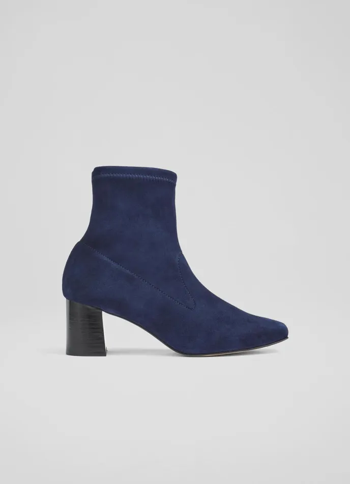 LK Bennett Amira Black Stretch Suede Ankle Boots Women Boots