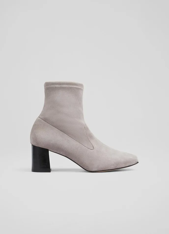 LK Bennett Amira Black Stretch Suede Ankle Boots Women Boots