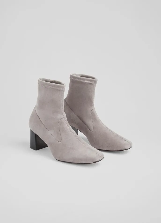 LK Bennett Amira Black Stretch Suede Ankle Boots Women Boots