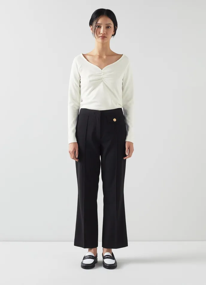 LK Bennett Anabella Cream Lenzing Ecovero Viscose Blend Top Women Tops
