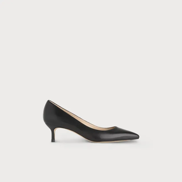LK Bennett Audrey Black Leather Kitten Heel Courts Women Court Shoes