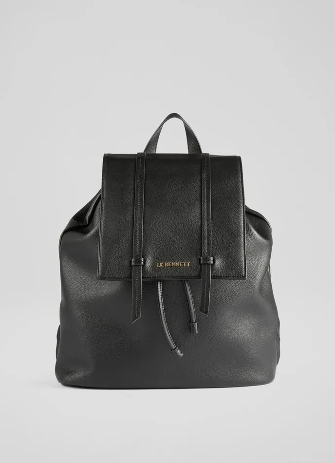 LK Bennett Billie Black Leather Backpack Women Shoulder Bags
