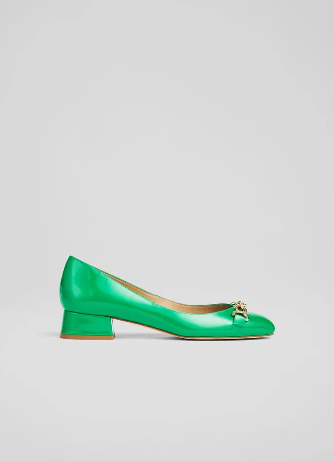 LK Bennett Blakely Green Patent Snaffle Pumps Women Flats