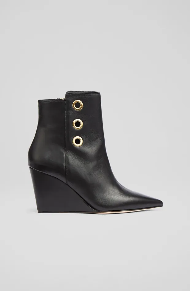 LK Bennett Brie Beige Leather Wedge Ankle Boots Women Boots