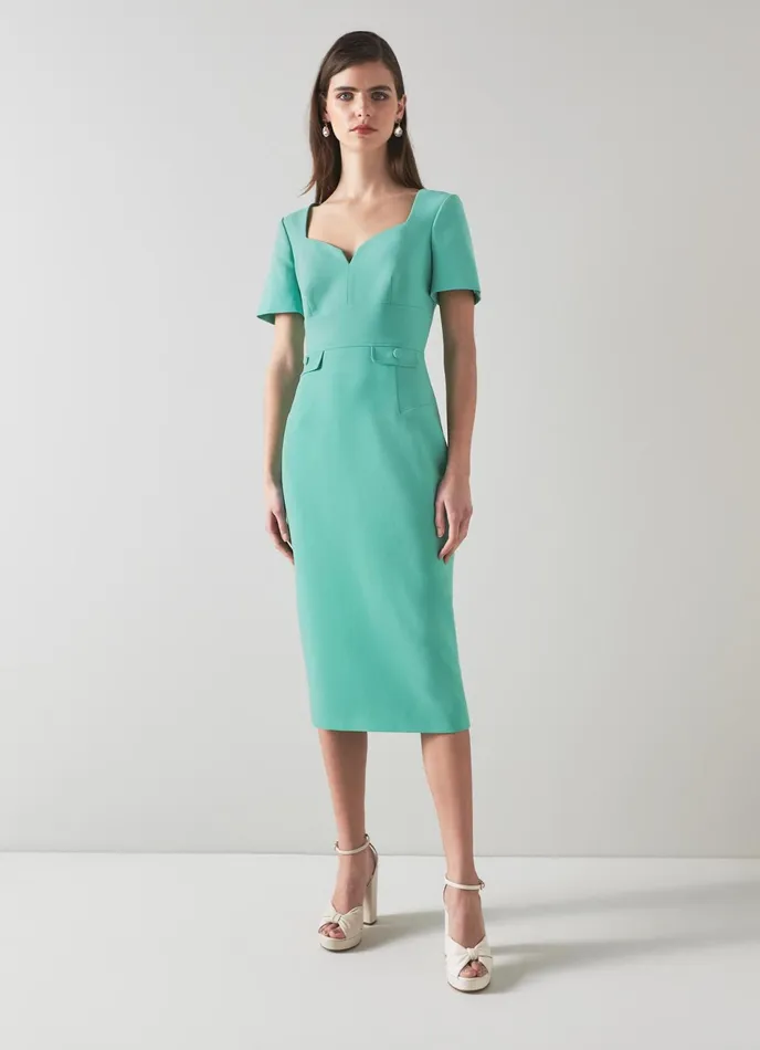LK Bennett Clara Jade Recycled Crepe Shift Dress Women Dresses