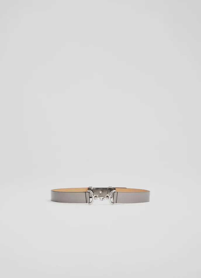 LK Bennett Deena Gunmetal Leather Belt Women Belts