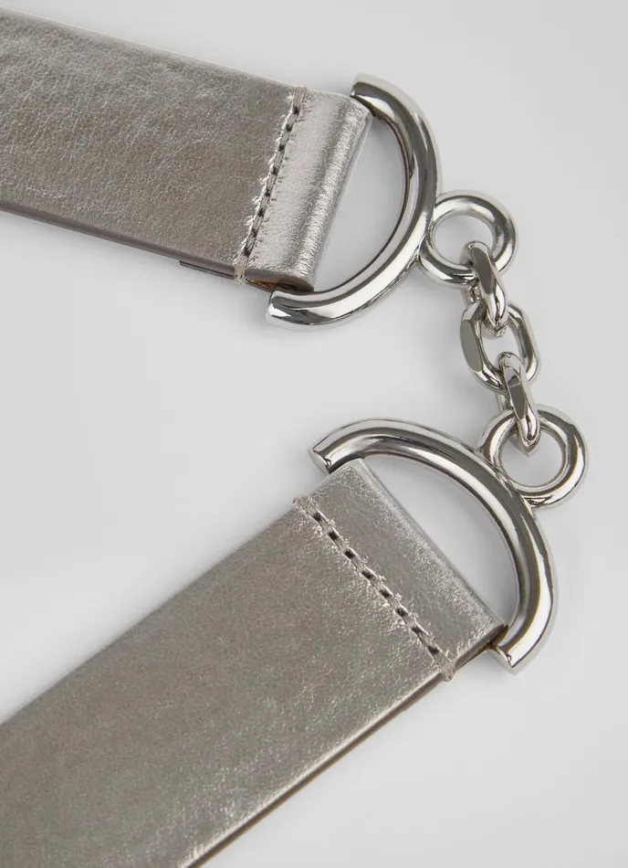 LK Bennett Deena Gunmetal Leather Belt Women Belts