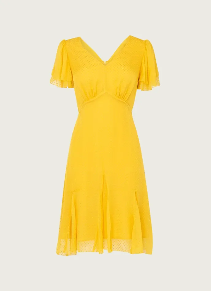LK Bennett Hally Mustard Silk Dress Women Dresses