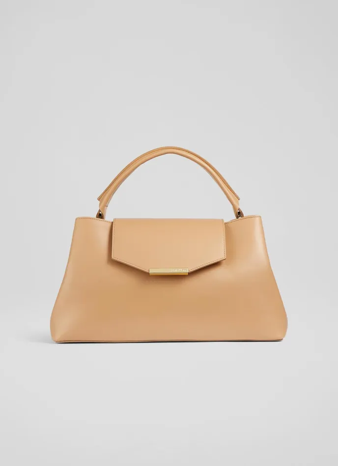 LK Bennett Harbour Camel Leather Trapeze Tote Bag Women CrossBody Bags