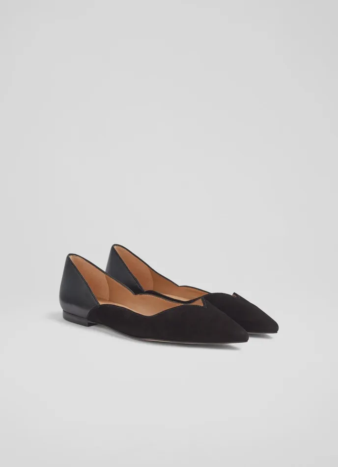 LK Bennett Iris Beige Suede And Leather Sweetheart Flats Women Flats