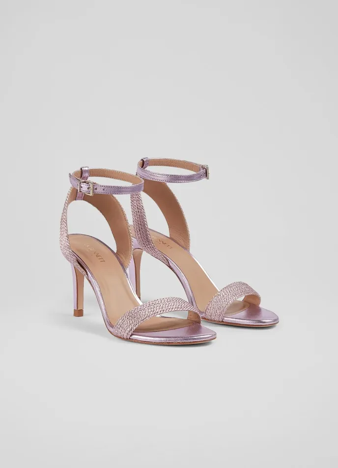 LK Bennett Ivette Pink Metallic Rope Sandals Women Sandals