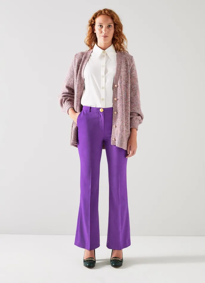 LK Bennett Kennedy Purple Lenzing Ecovero Viscose Blend Trousers Women Trousers