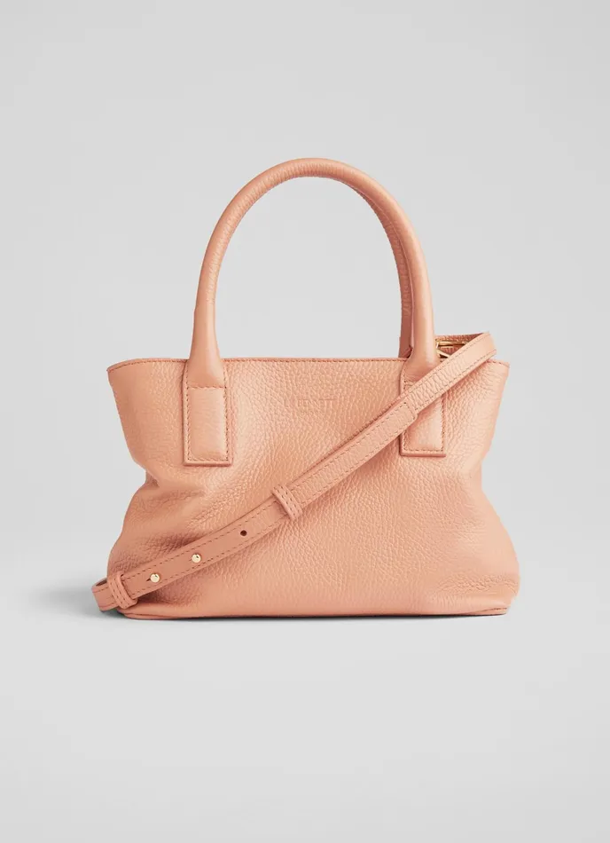 LK Bennett Lilith Pink Grainy Leather Mini Tote Bag Women Shoulder Bags
