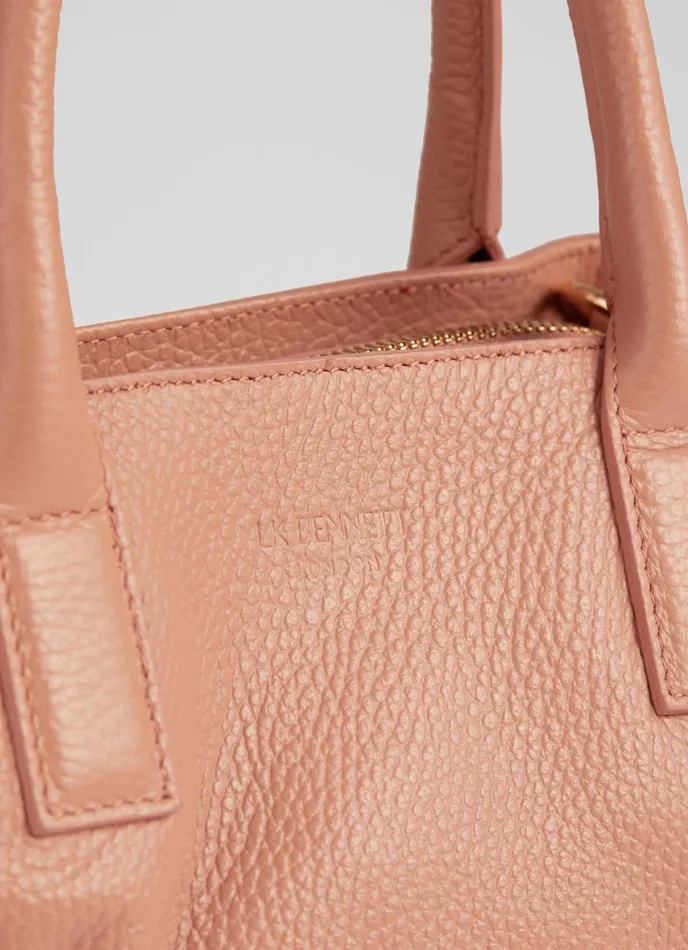 LK Bennett Lilith Pink Grainy Leather Mini Tote Bag Women Shoulder Bags